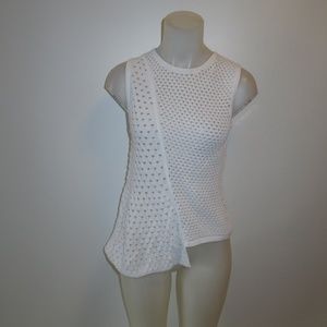 TIMO WEILAND WHT CROCHET KNIT ASYMMETRICAL TOP XS